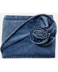 Magda Butrym - Floral-Applique Denim Miniskirt - Lyst