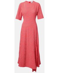 Ganni - Seersucker Midi Dress - Lyst