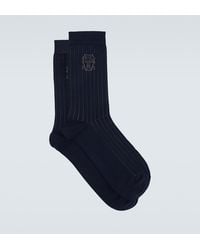 Brunello Cucinelli - Logo Ribbed-Knit Cotton Socks - Lyst