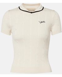 Valentino - Logo Cotton-Blend Top - Lyst