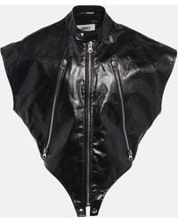 MM6 by Maison Margiela - Leather Sleeveless Jacket - Lyst