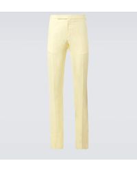 Ralph Lauren - Gerade High-Rise-Hose Aus Seide Und Leinen - Lyst