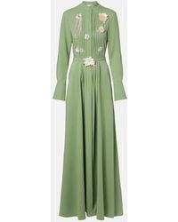 Oscar de la Renta - Embroidered Silk-Blend Georgette Gown - Lyst