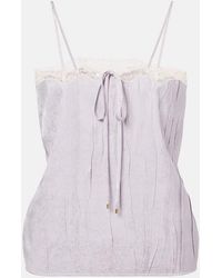 Chloé - Lace-Trimmed Silk Top - Lyst