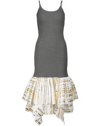 JW Anderson - Ribbed-Knit Cotton And Satin Midi Dress - Lyst