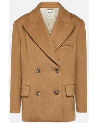 Miu Miu - Double-Breasted Camel Hair Jacket - Lyst