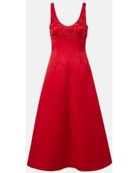 Emilia Wickstead - Abella Embellished Satin Midi Dress - Lyst