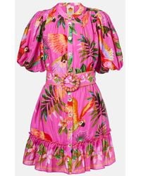 FARM Rio - Vestido Midi En Mezcla De Algodon Con Cinturon - Lyst
