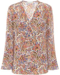 Etro Blusa de crepé de seda paisley - Marrón