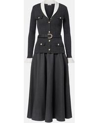 Self-Portrait - Belted Ribbed-Knit Midi Dress - Lyst