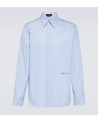 Versace - Camisa de algodon a rayas con bordado - Lyst