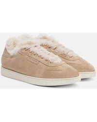 Ferragamo - Sneakers Aus Veloursleder Mit Shearling - Lyst