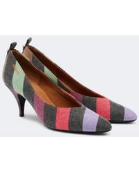 Versace - Tina Striped Denim Pumps - Lyst