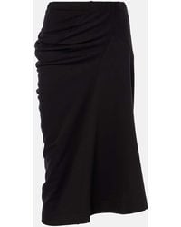 Dries Van Noten - Ruched Cotton Midi Skirt - Lyst