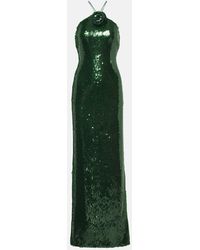 Magda Butrym - Floral-Applique Sequined Halterneck Gown - Lyst