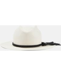 Max Mara - Elfi Leather-trimmed Straw Boater Hat - Lyst