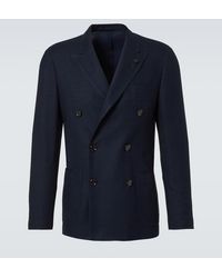 Lardini - Double-Breasted Cotton Blazer - Lyst