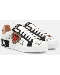 Dolce & Gabbana - Portofino Sneakers Designer Patches Leather /Multi - Lyst