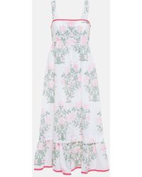 Juliet Dunn - Vestido Midi De Algodon Floral A Capas - Lyst
