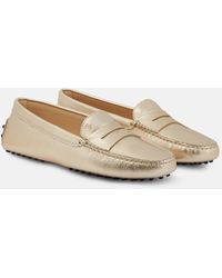 Tod's - Mokassins Gommino Aus Metallic-Leder - Lyst