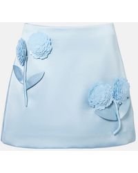 Self-Portrait - Mini-Jupe En Satin A Fleurs - Lyst