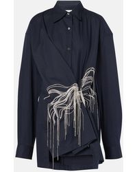 Dries Van Noten - Embellished Draped Cotton Gabardine Shirt - Lyst