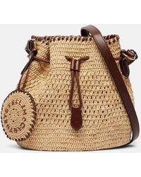 Stella McCartney - Falabella Small Raffia Bucket Bag - Lyst