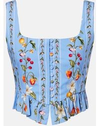 Agua Bendita - Eslabon Printed Cotton Bustier Top - Lyst