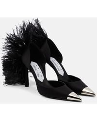 Area - X Sergio Rossi Amazona Feather-Trimmed Denim Pumps - Lyst