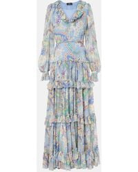 Etro - Robe Longue En Soie A Fleurs - Lyst