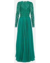 Dolce & Gabbana - Fitted Lace Bodice Dress With Pleated Skirt - Lyst