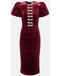 Rebecca Vallance - Edwiena Embellished Velvet Midi Dress - Lyst