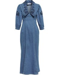 RIXO London Malia Denim Midi Dress - Blue
