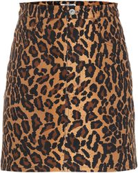 Miu Miu Jupe en jean léopard - Marron