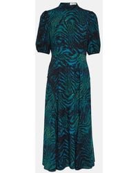 Diane von Furstenberg - Nella Tiger-Print Crepe Midi Dress - Lyst