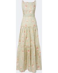 Agua Bendita - Abeja Printed Tiered Linen Maxi Dress - Lyst