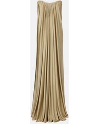 The New Arrivals Ilkyaz Ozel - Olivienne Pleated Strapless Gown - Lyst