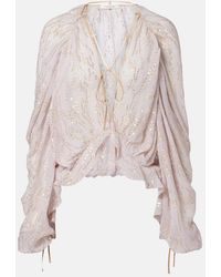 JACQUES WEI - Ruffled Silk-Blend Shirt - Lyst
