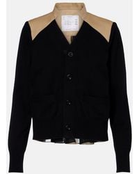 Sacai - Cotton-Blend Gabardine Cardigan - Lyst
