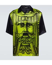 Versace - Printed Satin Bowling Shirt - Lyst