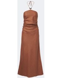 Faithfull the Brand - Natalia Halterneck Linen Midi Dress - Lyst