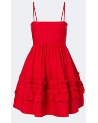Ganni - Ruffled Cotton Poplin Minidress - Lyst