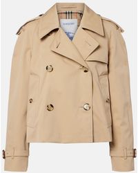 Burberry - Cropped Cotton Gabardine Jacket - Lyst