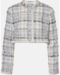 Dolce & Gabbana - Checked Cropped Lame Tweed Jacket - Lyst