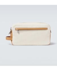 Brunello Cucinelli - Leather-Trimmed Canvas Toiletry Bag - Lyst