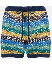 Etro - Crochet Striped Cotton-Blend Shorts - Lyst