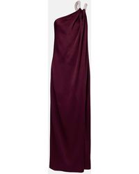 Stella McCartney - One-Shoulder-Robe Aus Satin Mit Kristallen - Lyst