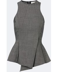 Magda Butrym - Herringbone Pleated Peplum Wool-Blend Top - Lyst