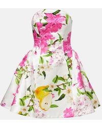 LEO LIN - Reese Floral Linen And Silk Minidress - Lyst