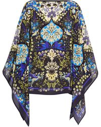Womens Clothing Jumpers and knitwear Ponchos and poncho dresses Etro Printed Silk-blend Poncho 